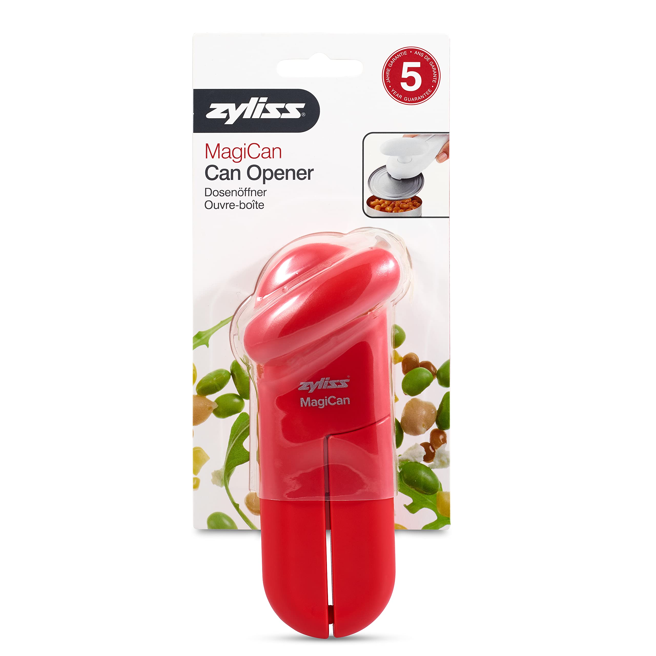 ZYLISS MagiCan Manual Can Opener with Lid Release - Red