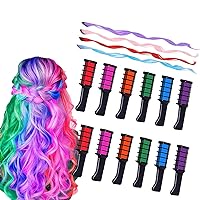 MSDADA 2 Set of 6 Color New Hair Chalk Comb&4 Pc Hair Extensions,Temporary Bright Hair Chalk Color for Girls Kids,Gift Ideas for Girls Age 4 5 6 7 8 9 10 Birthday Party DIY Cosplay Halloween Christmas