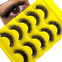 HBZGTLAD Cat eye Eyelashes 3D Natural False Lashes D Curl Fluffy Soft Cross 5 pairs Manga Lashes Wispy Natural Eyelash Extension Makeup (GAM38)