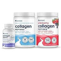 Collagen Support Trio Bundle - Collagen 25 Servings, Collagen Care+, Wild Berry Collagen