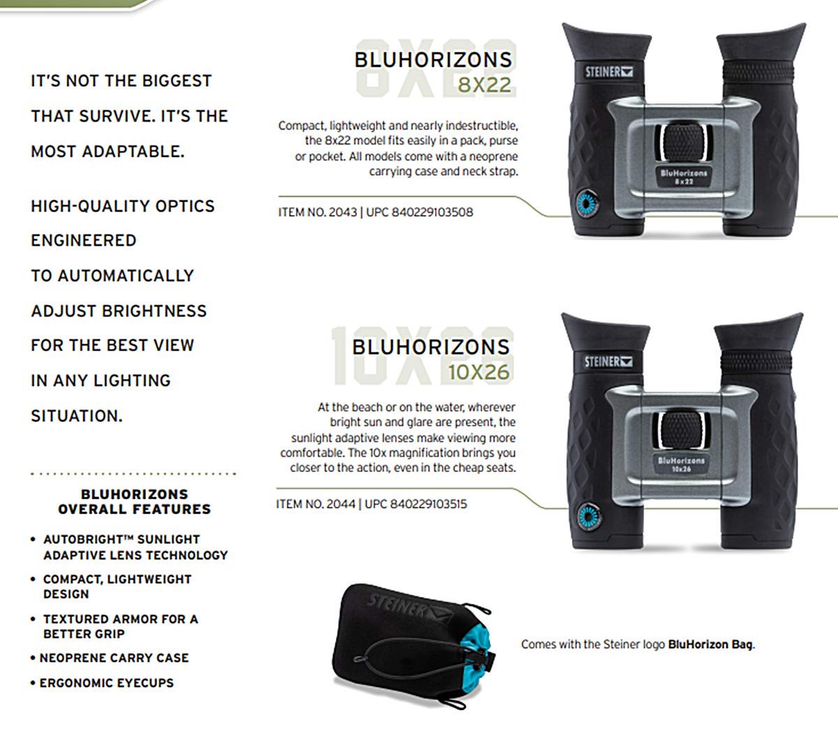 Steiner BluHorizons Binoculars - Unique Lens Technology, Eye Protection, Compact, Lightweight - Ideal for Outdoor Activities and Sporting Events