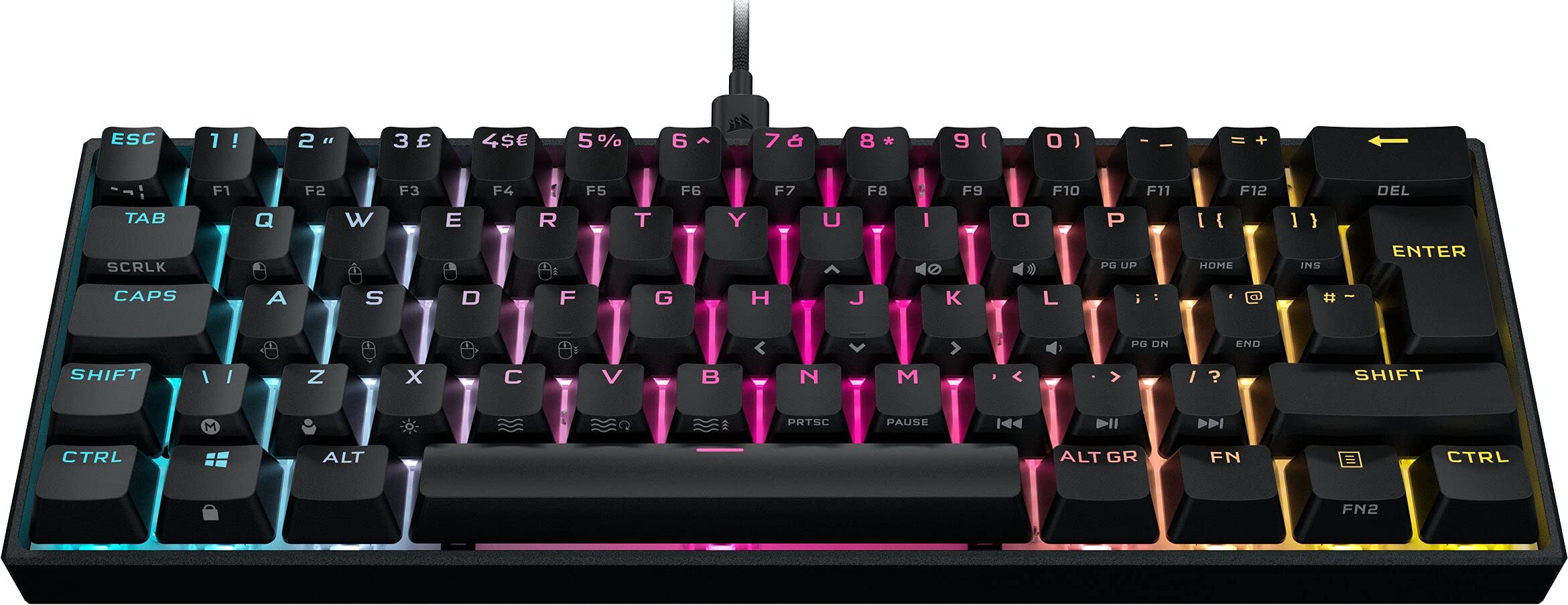 CORSAIR K65 RGB MINI 60% Mechanical Wired Gaming Keyboard – CHERRY MX RED Linear Switches – PBT Double-Shot Keycaps – iCUE Compatible – QWERTY UK – PC, Mac, Xbox – Black