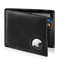 Bifold Wallet for Men Airtag, Leather Mens Wallet with Airtag Holder, Mens Slim Front Pocket Airtag Wallet, Gift Box and Screen Protector Included, AirTag Not Included