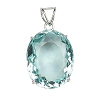 GEMHUB 130 Carat Sky Blue Aquamarine Pendant Without Chain, Brilliant Oval Cut Sterling Silver Pendant Without Chain For Women, Girls