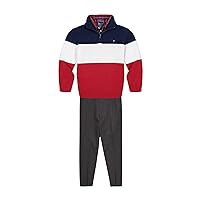 Tommy Hilfiger boys 3-piece Pullover Sweater Set, Matching Button-down Shirt, Sweater & PantsPants Set