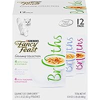 Purina Fancy Feast Wet Cat Food Complement Variety Pack, Broths Creamy Collection - (12) 1.4 oz. Pouches