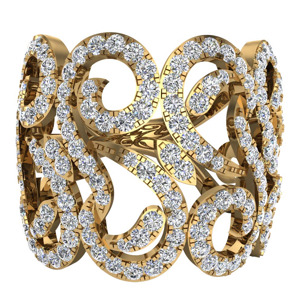 Glitz Design 1.27 ct tw Fashion Band Filigree Diamond Cocktail Ring 18K Gold (G,VS)