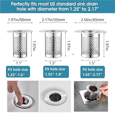 CNSZNAT Bathtub Drain Cover, Bathroom Sink Strainer, Drain Hair Catcher for  Bathtub Laundry Utility Sink, Fit Hole Size from 1.55 to 1.8 and Depth