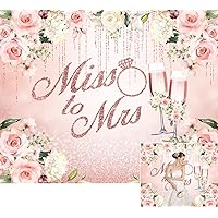 Miss to Mrs Backdrop Rose Gold Floral Bridal Shower Photography Background Pink Flowers Bride to Be Engagement Ring Glitter Girls Wedding Banner Proposal Ceremony Marriage Party Backdrops 10x8ft