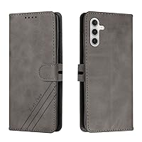 Wallet Case Cover Compatible with Samsung Galaxy A55 Wallet Case, PU Leather Phone Case Magnetic Flip Folio Leather Case Card Holders [Shockproof TPU Inner Shell] Protective Case (Color : Grey)