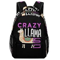 Crazy Llama Lady Unisex Laptop Backpack Lightweight Shoulder Bag Travel Daypack