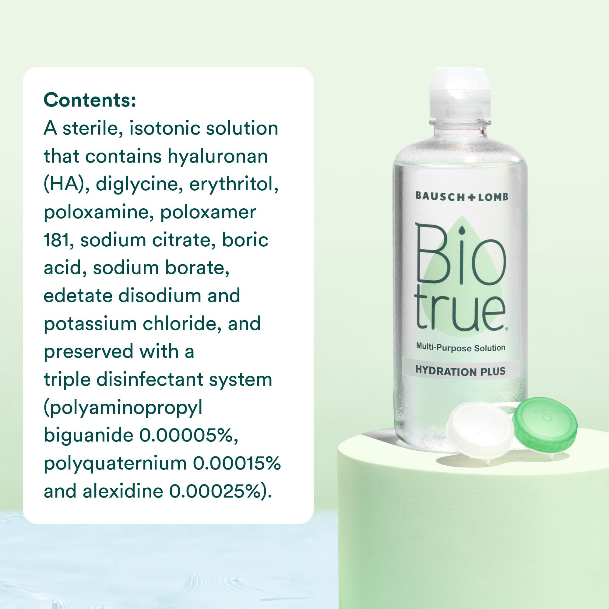 Biotrue Hydration Plus Contact Lens Solution, Multi-Purpose Solution for Soft Contact Lenses, Lens Case Included, 4 FL OZ