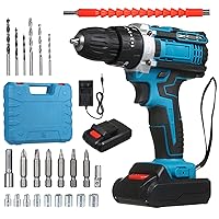 Hand-Held Drill,Cordless Drill Driver Kits with 2 Battery 21V Hand-held Electric Drill with 3/8inch Keyless Chuck LED Work Light for Drilling Wall Bricks Wood Metal Toolbox Package