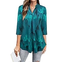 BEPEI Womens Tops Dressy Casual 3/4 Sleeve Blouses V Neck Business Work Shirts