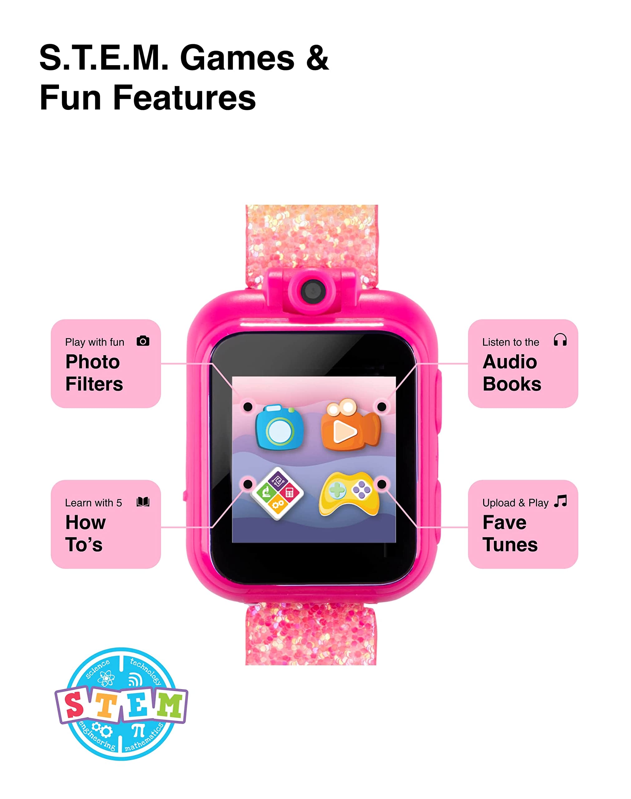 PlayZoom Kids Smartwatch 2 with Headphones Featuring a Swivel Selfie Camera, STEM Learning, 20+ Games, Audio Bedtime Stories, Store Music for Kids Toddlers Boys Girls