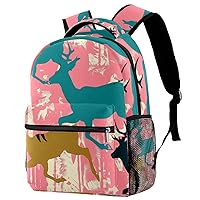 Travel Backpack for Women,Backpack for Men,Christmas Geometric Colorful Deer,Backpack