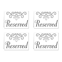Beistle Reserved Table Cards (4/Pkg), Black/White/Silver, 4.25