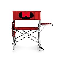 Picnic Time Disney Minnie Mouse Sports Chair With Side Table, Beach Chair, Camp Chair For Adults, (Red)