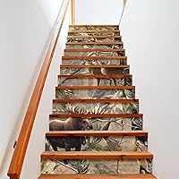 Camo Deer Camouflage Hunting Stairs Stickers Self Adhesive Stair Riser Decals Staircase Murals Wall Stickers Decor 2 Set