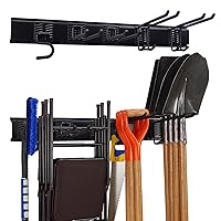 Garage Tool Organizer Wall Mount with 5 Removable Heavy Duty Garage Hooks，Garage Organization and Storage，Garden Tool Organizer，Shovel and Rake Hangers Yard Tool Rack，Rack Hold Up to 265lbs