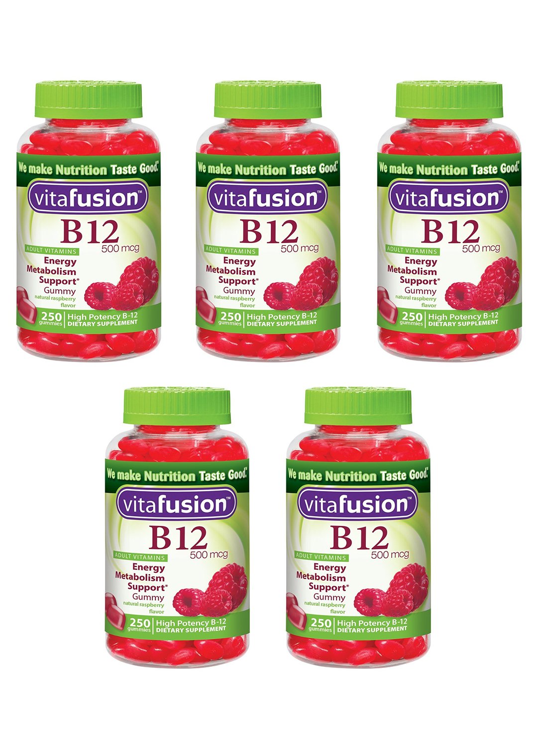Vitafusion Energy B12 Gummy kfIqx Vitamins Very Raspberry 500mcg, 250 Count (Pack of 5) ZDqpi