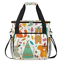 Cute Animal Fox Bear Rabbit Coffee Maker Carrying Bag Compatible with Single Serve Coffee Brewer Travel Bag Waterproof Portable Storage Toto Bag with Pockets for Travel, Camp, Trip