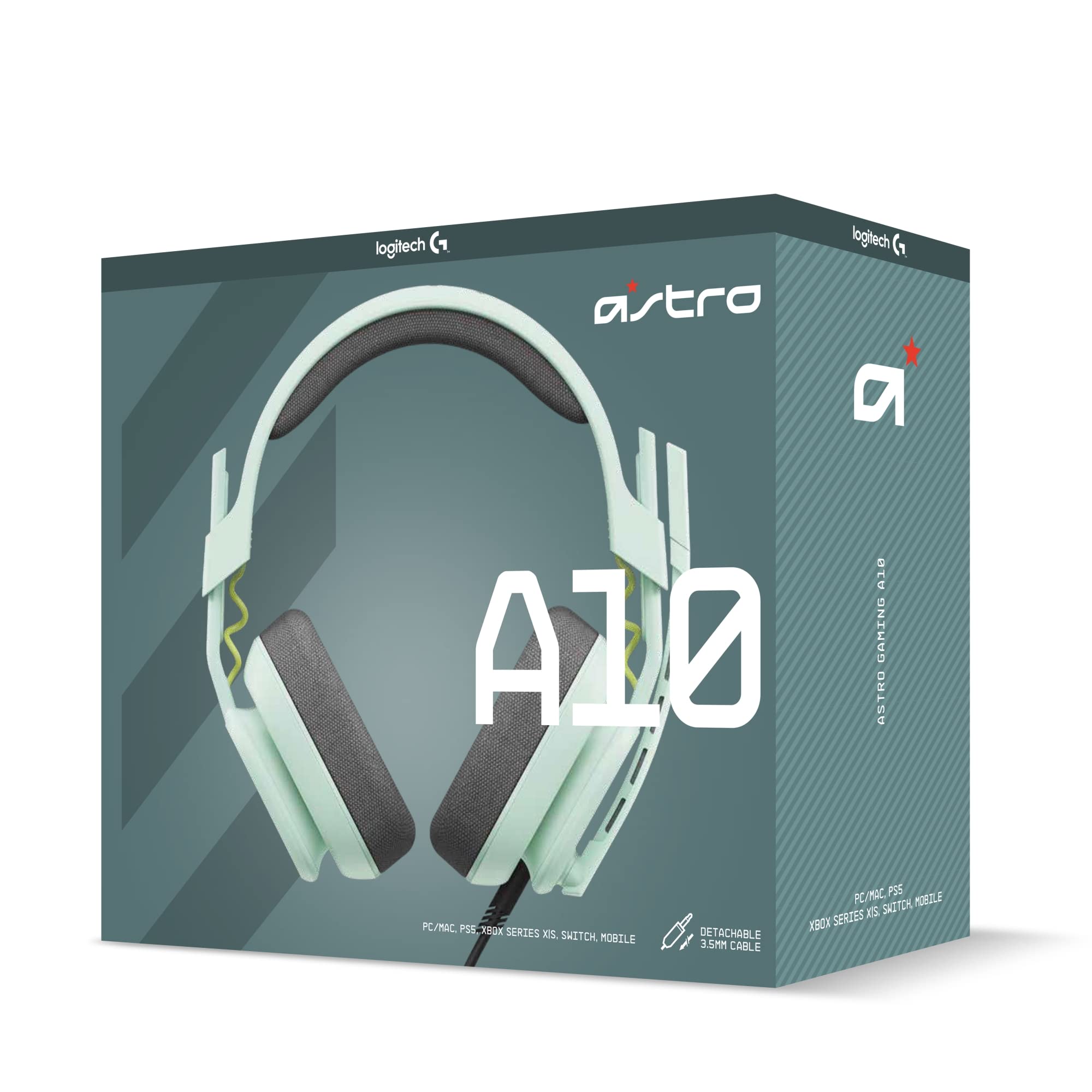 Astro A10 Gaming Headset Gen 2 Wired Headset - Over-Ear Gaming Headphones with flip-to-Mute Microphone, 32 mm Drivers, for Xbox Series X|S, Xbox One, Playstation 5/4, Nintendo Switch, PC, Mac - Mint