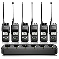 SAMCOM FPCN10A Two Way Radios with Charging Station, 3000mAh High Power 2 Way Radios Walkie Talkies, 6 Pcs Heavy Duty Programmable UHF Handheld Radios with 6-in1 Multi-Unit Charger Gang