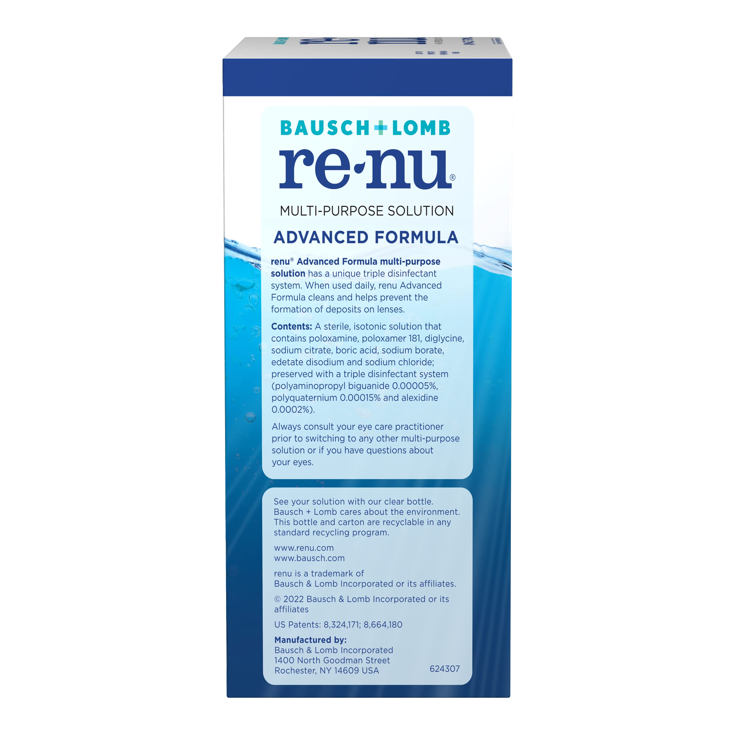 renu Contact Lens Solution, Multi-Purpose Disinfectant, Advanced Formula Kills 99.9% of Germs, 16 Fl Oz (Pack of 2), Includes 2 Fl Oz Travel Size