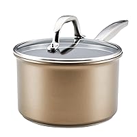 Anolon Ascend Hard Anodized Nonstick Sauce Pan/Saucepan and Lid - Good for All Stovetops (Gas, Glass Top, Electric & Induction), Dishwasher & Oven Safe with Stainless Steel Handle, 3 Quart - Bronze