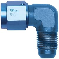 RUSSELL/EDEL 614806 Blue Anodized Aluminum 90-Degree Female -6AN to Male -6AN Adapter Fitting