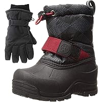 Northside Frosty Winter Snow Boots for Boys/Girls with Matching Waterproof Gloves, Size: 8 M US Big Kid - Black/Charcoal (Black)