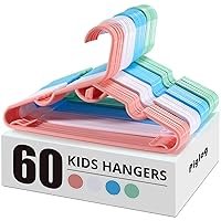 Kids Hangers, MUL-Color 60PCS Plastic Baby Hangers, Stackable Design Toddler Hangers for Kids Baby Toddler and Children, 11.4