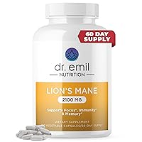 Organic Lions Mane Mushroom Supplement for Mental Clarity, Focus & Immune Support - Organic Brain Boosting Nootropic Lions Mane Mushroom Capsules with 100% Organic Lions Mane Extract, 60 Servings