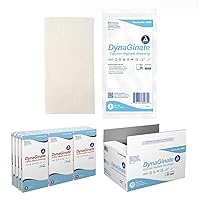 Dynarex DynaGinate Calcium Alginate Wound Dressing - Sterile, Non-Stick Topical Wound Pads - Absorbent Gel Patches For Moderate To High Exuding Cuts - For Medical & Home Use - 4