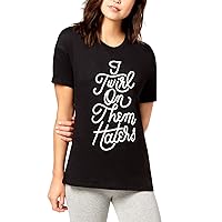 Carbon Copy Womens Twirl On Them Haters Embellished T-Shirt, Black, Small