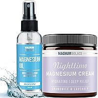 Magnesium Spray & Magnesium Cream, Chamomile & Lavender (2 Item Bundle)