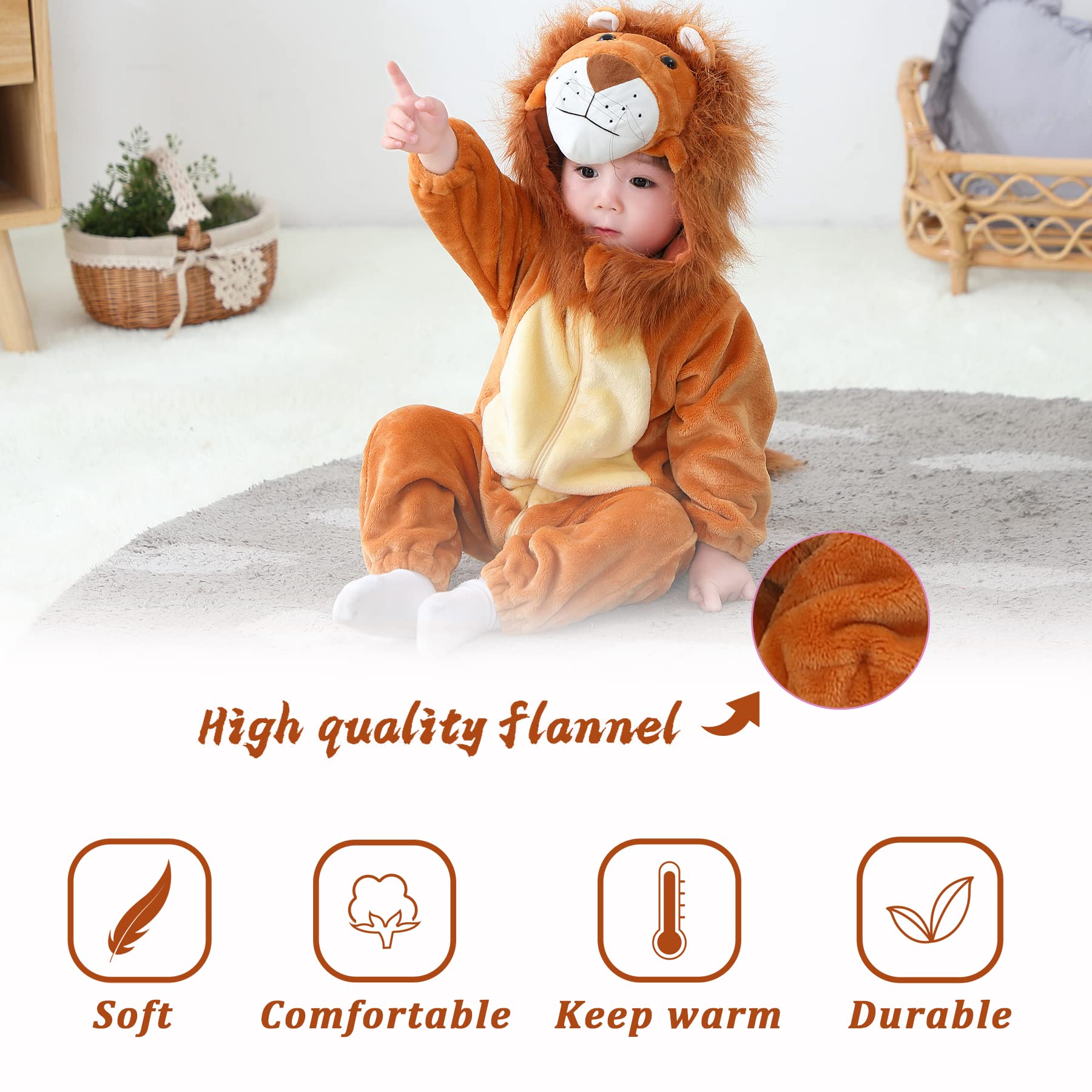 TONWHAR Infant And Toddler Halloween Cosplay Costume Kids' Animal Outfit Snowsuit(12-18 Months/Height:29