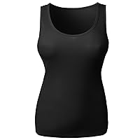 Women's Basic Solid Sleeveless Scoop Neck Cotton Ribbed Tank Top