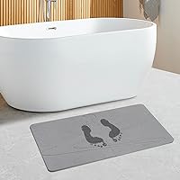 Stone Bath Mat, Natural Premium Diatomaceous Earth Bath Mat, Non Slip Stone Shower Mat, Easy to Clean (23.6 x 15.4 Darkgrey)