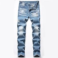 Men Jeans Spring Autumn Slim Fit Pants Retro Blue Jeans Fashion Splash Ink Desinger Mens Casual Denim Jeans,M915,34