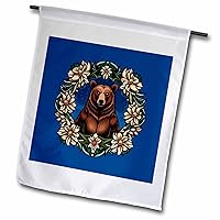 3dRose A Brown Bear Surrounded By Bitterroot Montana State Tattoo Art - Flags (fl-383477-2)