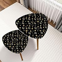 Small Coffee Nesting Table Set of 2 Cartoon Bees Black Seamless Texture Print Paper Fabric Hand Drawn Modern Minimalist Triangle Center Table Side Table Tea End Table for Living Room Office