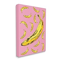 Stupell Industries Ripe Bananas Whimsical Tropical Fruits Yellow Pink, Designed by Ziwei Li Canvas Wall Art, 16 x 20