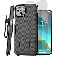 DuraClip for iPhone 15 Plus Case with Belt Clip Holster and Screen Protector (2023)