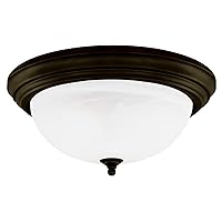 Westinghouse Lighting 64292 15-Inch Three-Light Flush Mount Fixture, Oil Rubbed Bronze with Frosted White Alabaster Globe