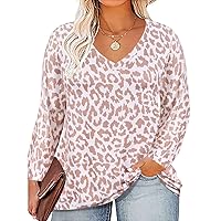 RITERA Plus Size Tops for Women V Neck Winter Shirts Oversized Long Sleeve Loose Fit Henley Shirts Casual Ladies Tunic XL-6XL