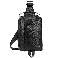 AOCINA Unisex Sling Bag Crossbody Fanny Pack for Men & Woman Vegan Leather Cross Body Purse Belt Backpack Travel Hiking(Jet Black)