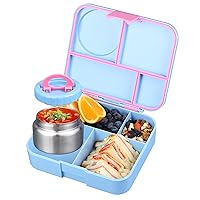 Bento Lunch Box for kids With 8oz Soup Thermo,Leak-proof Lunch Containers with 4 Compartment,Thermo Food Jar, BPA Free,Travel, School