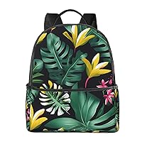 GeRRiT Hawaiian Tropical Leaves Flower Print Lightweight Shoulder Bag,Multifunctional Backpack,Travel Shopping Backpacks